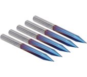 5 piezas de 2 flautas, ranuras rectas, brocas en v, cortador de fresado de grabado azul, 4 x 0