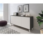 Aparador weddell, bufé de salón, aparador de salón, despensa de cocina, 154x40h72 cm, antracita y blanco