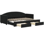 Sofá cama nido con cajones terciopelo negro 80x200 cm