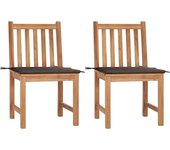 Sillas de jardín 2 piezas con cojines madera maciza de teca