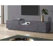 Mueble tv paul, aparador bajo de salón, base para soporte para televisión, 100% made in italy, 220x43h46 cm, pizarra
