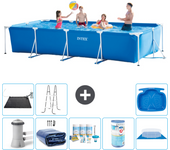 Paquete de piscina - intex - rectángulo - 450x220x84 cm + accesorios a332