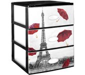 Com-fort house | cajonera apilable de plástico efecto cristal | modelo paris | color negro | modelo de 3 cajones (380 x 370 x 473 mm)