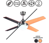Ventilador de techo con luz silencioso dc con mando eolo wengué-haya 112 cm invierno-verano e27