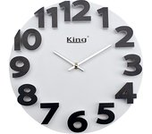Reloj de pared 3d de plástico king home 30x4 cm blanco con números negros