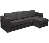 Sofá cama rinconero y reversible de pana en gris antracita - cama de 140 cm - colchón de 18 cm loreto