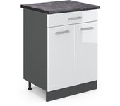Vicco mueble bajo de cocina r-line, blanco alto brillo, 60 cm , et antracita