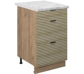 Vicco mueble bajo de cocina fame-line, panel de roble, 50 cm , et mármol