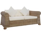 Sofá 2 plazas con cojines rattan natural