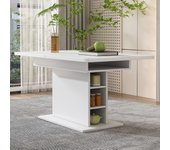 Mesa de comedor extensible para 4 a 6 cubiertos con almacenamiento - l130xw70xh75cm - tablero de partículas - blanco
