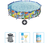 Paquete de piscina - bestway - alrededor - 305x305x66 cm + accesorios cb37