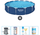 Paquete de piscina - bestway - alrededor - 396x396x84 cm + accesorios cb49