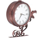 Relojes de pared vintage de cocina de granja, reloj de pared de hierro forjado, reloj de pared de latón antiguo de doble cara para decoración de comed