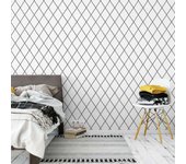 Papel pintado rombos negro estilo romántico rollo 10m x 0,52m