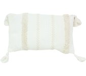 Cojín decorativo rectangular blanco y beige, ideal para sofá o cama (30×30×50)