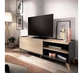 Asinara mueble tv, aparador bajo de salón, aparador de salón para televisión, 155x43h47 cm, roble y antracita