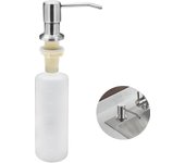 Dispensador de jabón para fregadero de cocina, 500 ml, de acero inoxidable, recargable, con bomba giratoria de 360° (plateado)