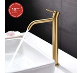 Grifo monomando lavabo alto sky bath oro cepillado inox s304 serie promise