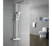 Auralum max set de ducha termostática cabezal de ducha 10 pulgadas columna de ducha altura ajustable inox 304 para baño