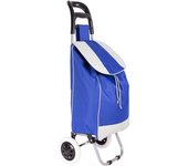 Carro de la compra ligero, capacidad de carga 42 litros, bolsillo frontal con cremallera, 35x25x94cm, grande (azul)