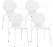 Costway pack de 4 sillas de comedor, silla de cocina de metal, juego de 4 sillas modernas con respaldo hueco para cocina, comedor, salón, oficina, dor