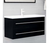 Mueble lavabo con fregadero integrado aglomerado negro