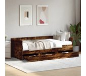 Sofá cama con cajones roble ahumado 90x190 cm de madera contrachapada