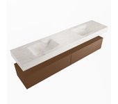 Mondiaz alan-dlux 200cm mueble de baño rust 2 cajones. con lavabo cloud doble sin orificios color ostra