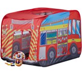 Relaxdays tienda de campaña en forma de camión de bomberos, interior y exterior, poliéster, 70 x 110 x 70 cm, rojo