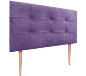 Dhome cabecero de cama acolchado capitoné 8cm de grosor. cabezal tapizado tela acualine con patas cabeceros de cama (lila, 105cm)