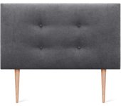 Dhome cabecero de tela aqualine pro con 2 hileras de botones y patas cabezal tapizado cama lujo (gris ceniza, 105cm)