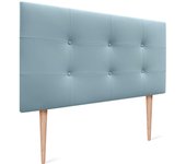 Dhome cabecero de cama acolchado capitoné 8cm de grosor. cabezal tapizado polipiel con patas cabeceros de cama (celeste, 105cm)