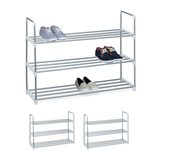 3 zapateros metal, 3 niveles, estantería para zapatos, estante, baldas, metálico, shoe rack, 70 x 90 x 31 cm, plateado