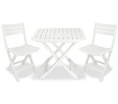 Vidaxl mesa y sillas bistró de jardín plegables 3 pzas plástico blanco