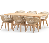 Conjunto de jardín mesa lamas anchas y 6 sillas provenza - java light & provenza