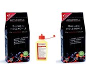Kit carbón haya pequeño 2x 1kg + 1 paquete de gel para encendido original lotus grill 200 ml