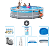 Paquete de piscina - intex - alrededor - 488x488x122 cm + accesorios a2718