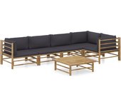 Maison exclusive - set de muebles de jardín 6 piezas bambú con cojines gris oscuro
