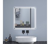 Espejo de baño led 80×80cm, antivaho, función memoria, luz blanca 6000k