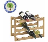 Rack à vin empilable en bois de noyer pour 12 bouteilles