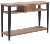 Consola madera fresno con cajón y patas metálicas
