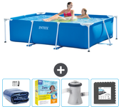 Paquete de piscina - intex - rectángulo - 220x150x60 cm + accesorios cb10