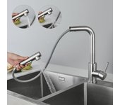 Grifo de cocina mezclador con pulverizador extraíble grifo de cocina con 2 jets mezclador de fregadero de acero inoxidable cepillado de alta calidad
