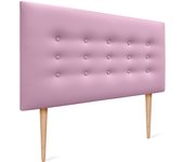 Dhome cabecero de polipiel con 3 hileras de botones y patas cabezal tapizado cama lujo (rosa, 105cm)