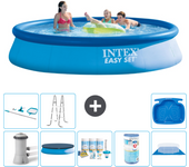Paquete de piscina - intex - alrededor - 396x396x84 cm + accesorios a1107