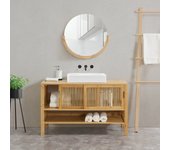 Mueble para debajo del lavabo hvaler con puertas corredoras y 1 estante bambú 60 x 100 x 45 cm - natural [en.casa]