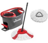 Vileda turbo easywring & clean komplettset + classic ersatzkopf box, rosso/nero/bianco, set
