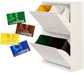 Wellhome cubo de basura y reciclaje metálico de 4 compartimentos de 17l cada uno - 68l blanco con imanes