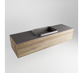 Mondiaz erin 150cm mueble de baño dark brown grey con 1 cajón. con lavabo ridge centro sin orificios dark grey