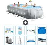 Paquete de piscina - intex - oval - 610x305x122 cm + accesorios a2609